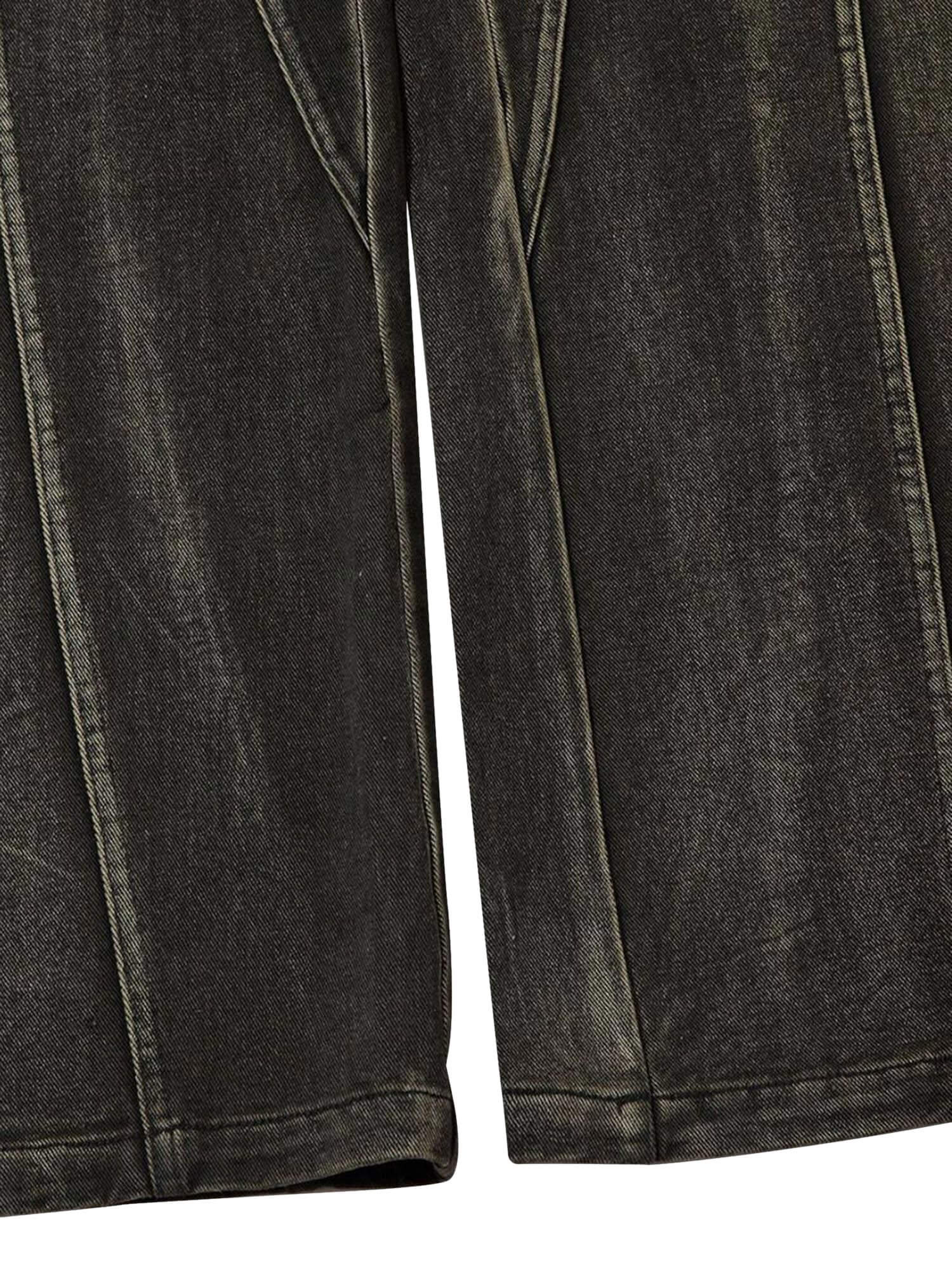 Washed Split Design Hip Hop Horn Jeans Streetwear