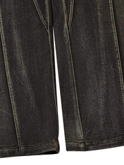 Washed Split Design Hip Hop Horn Jeans Streetwear