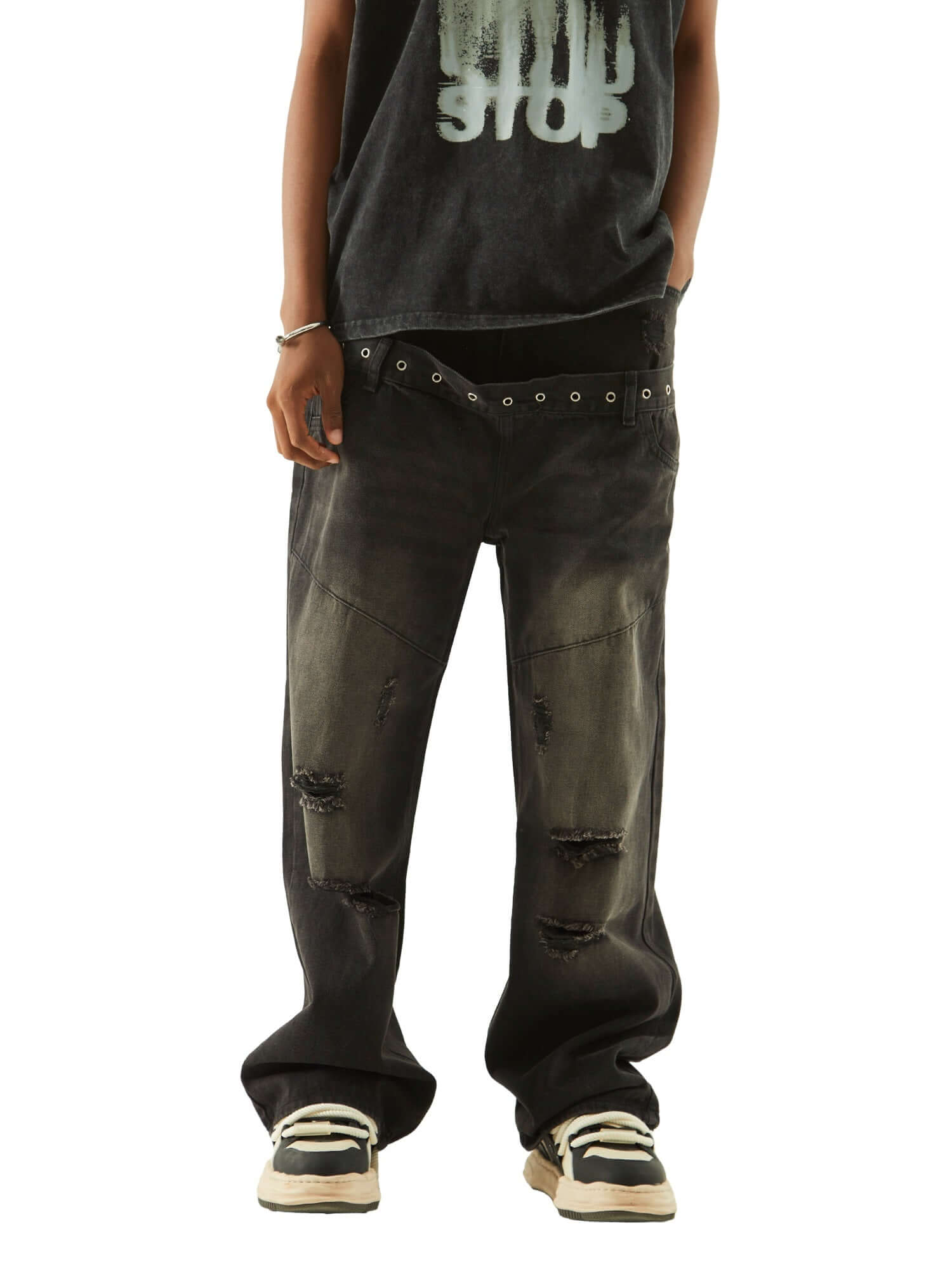 Vintage Washed Distressed Jeans Streetwear