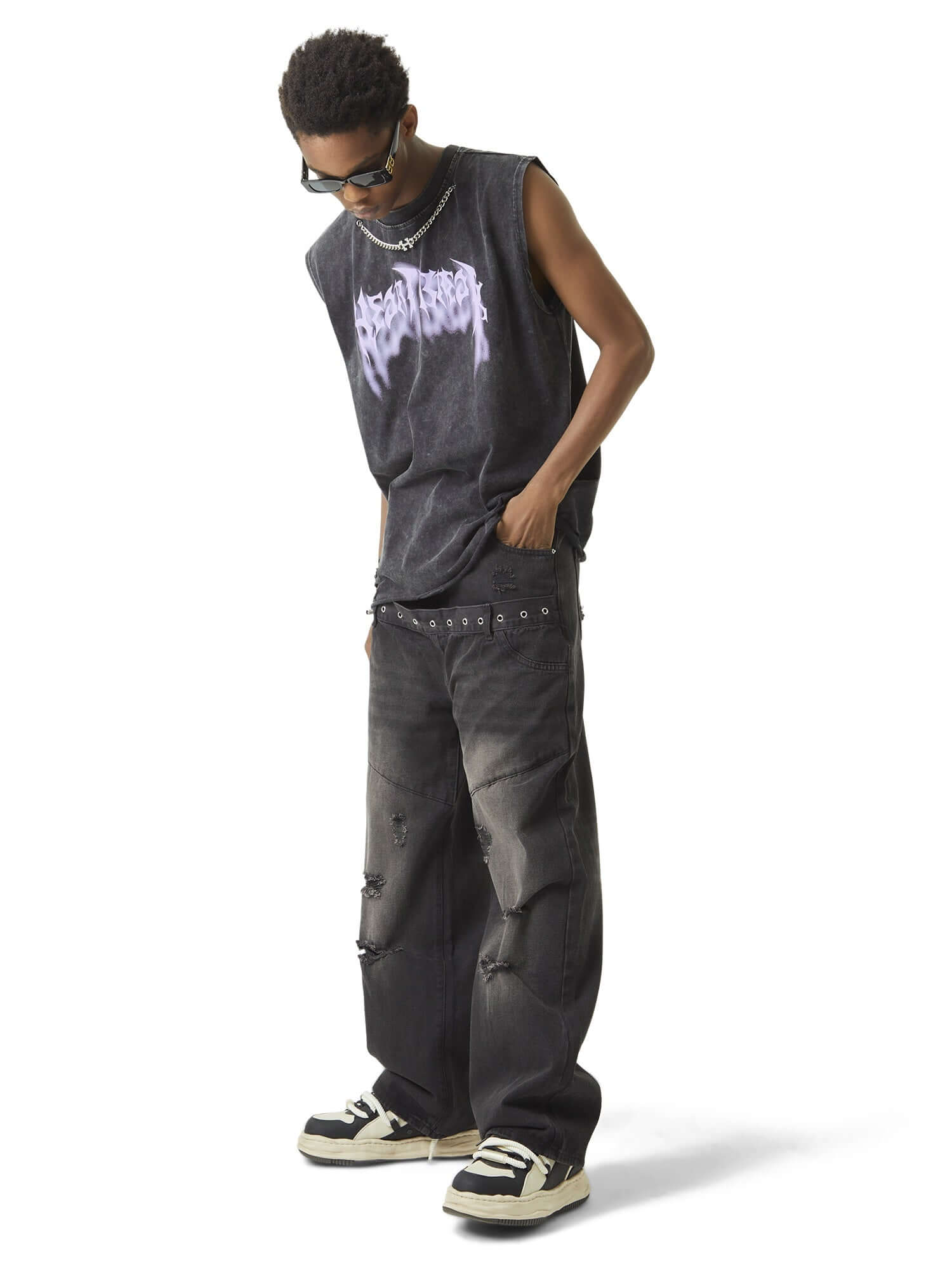 Vintage Washed Distressed Jeans Streetwear