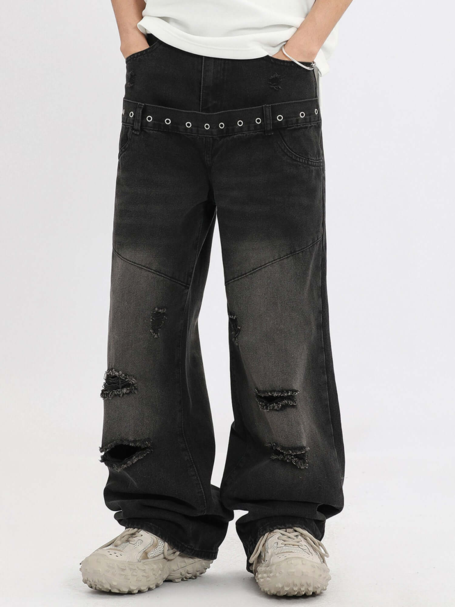 Vintage Washed Distressed Jeans Streetwear