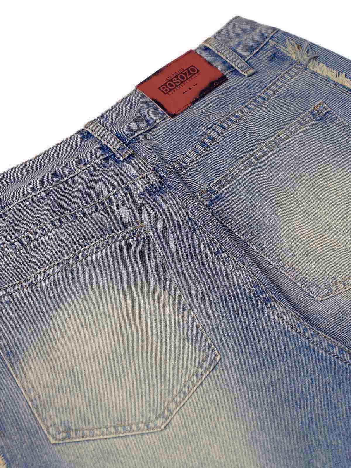 Washed Distressed Raw Edge Baggy Jeans Casual Streetwear