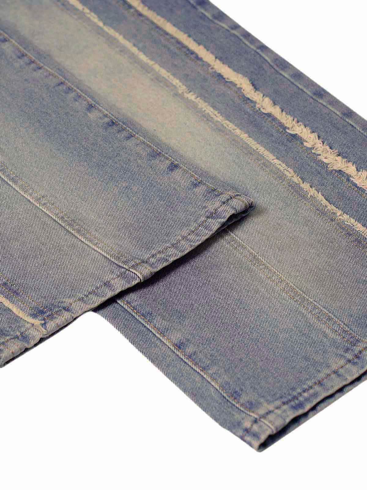 Washed Distressed Raw Edge Baggy Jeans Casual Streetwear