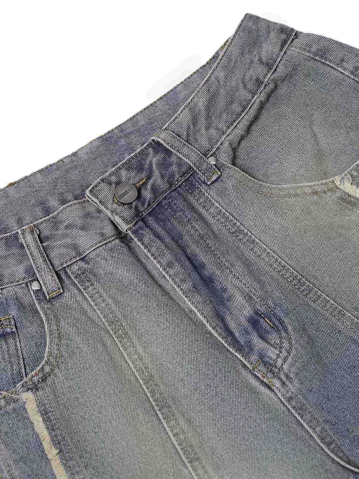 Washed Distressed Raw Edge Baggy Jeans Casual Streetwear