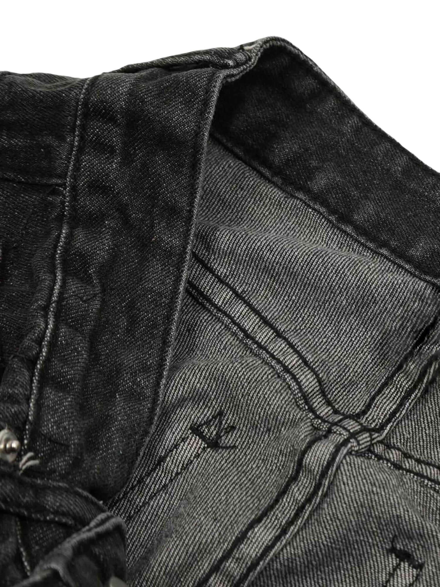 Washed Multi Pocket Work Cargo Jeans Urban Streetwear Style
