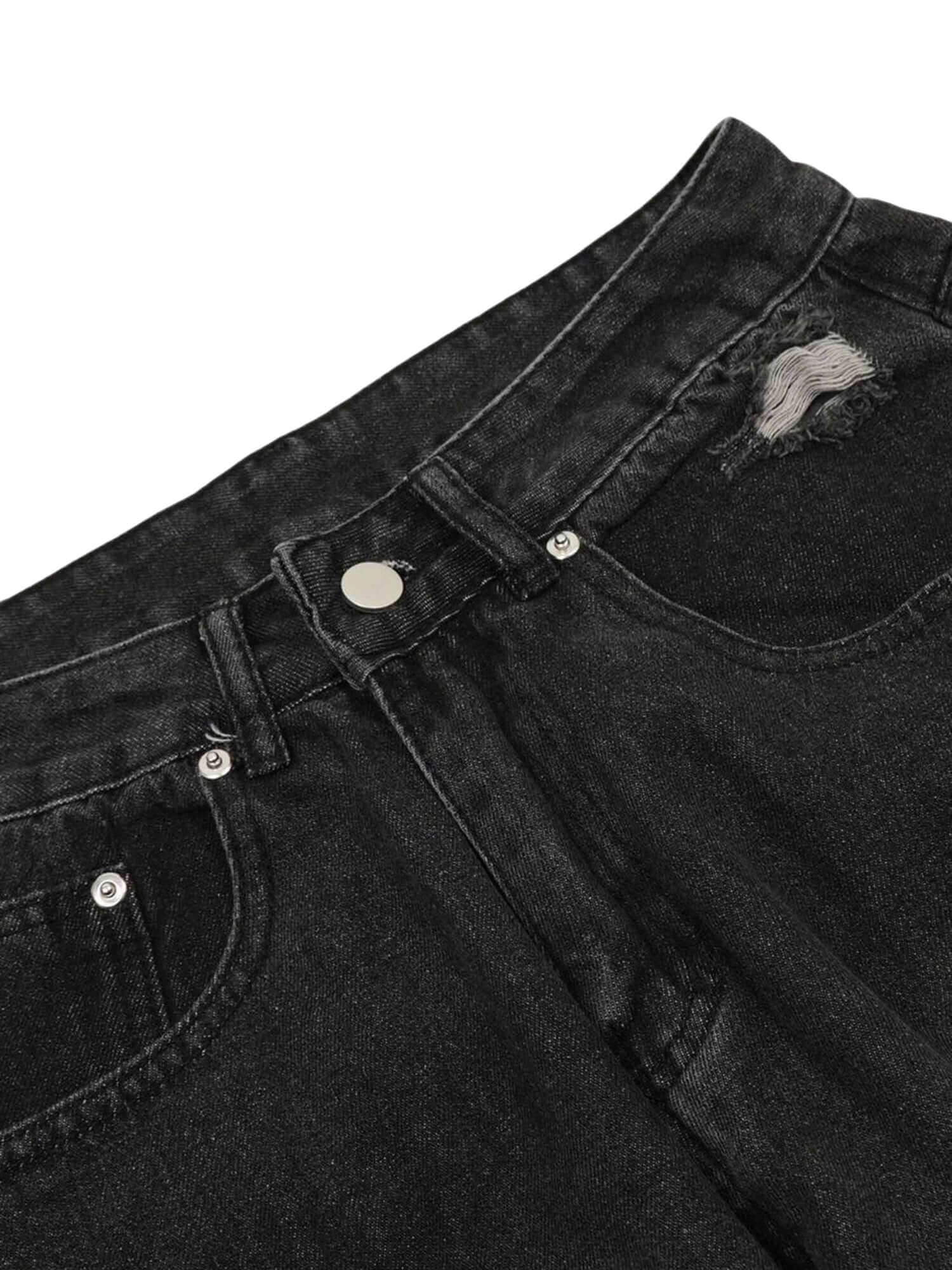 Washed Multi Pocket Work Cargo Jeans Urban Streetwear Style