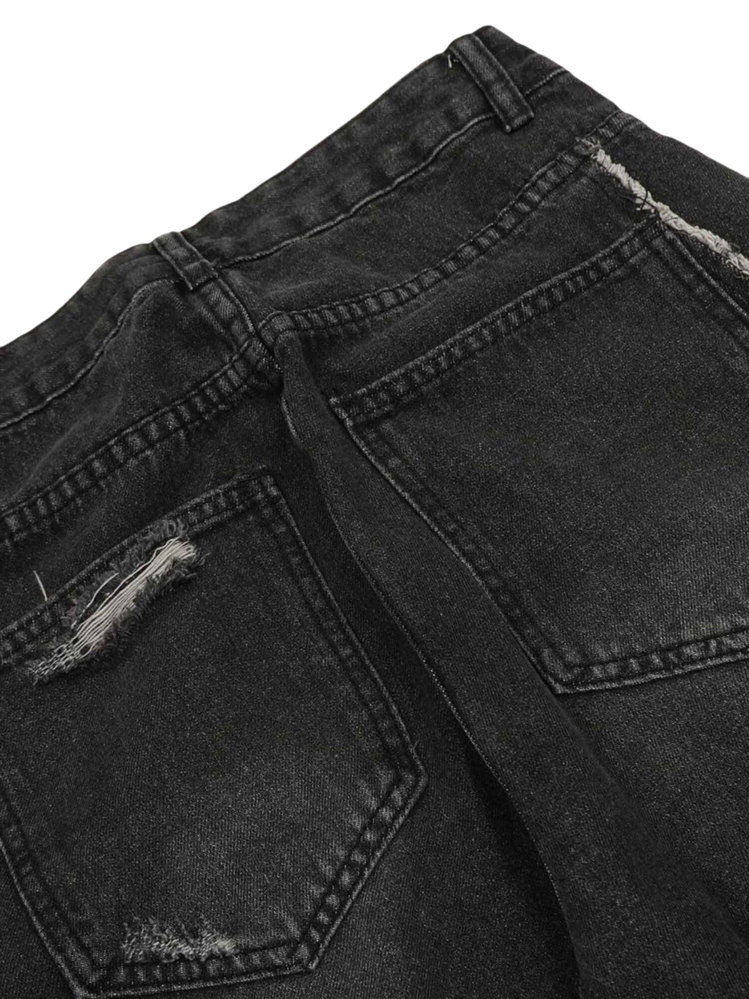 Washed Multi Pocket Work Cargo Jeans Urban Streetwear Style