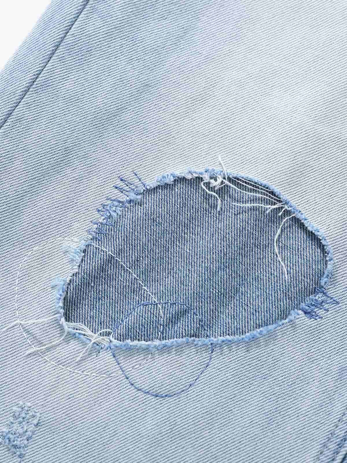 Vintage Washed Patch Ripped Baggy Jeans