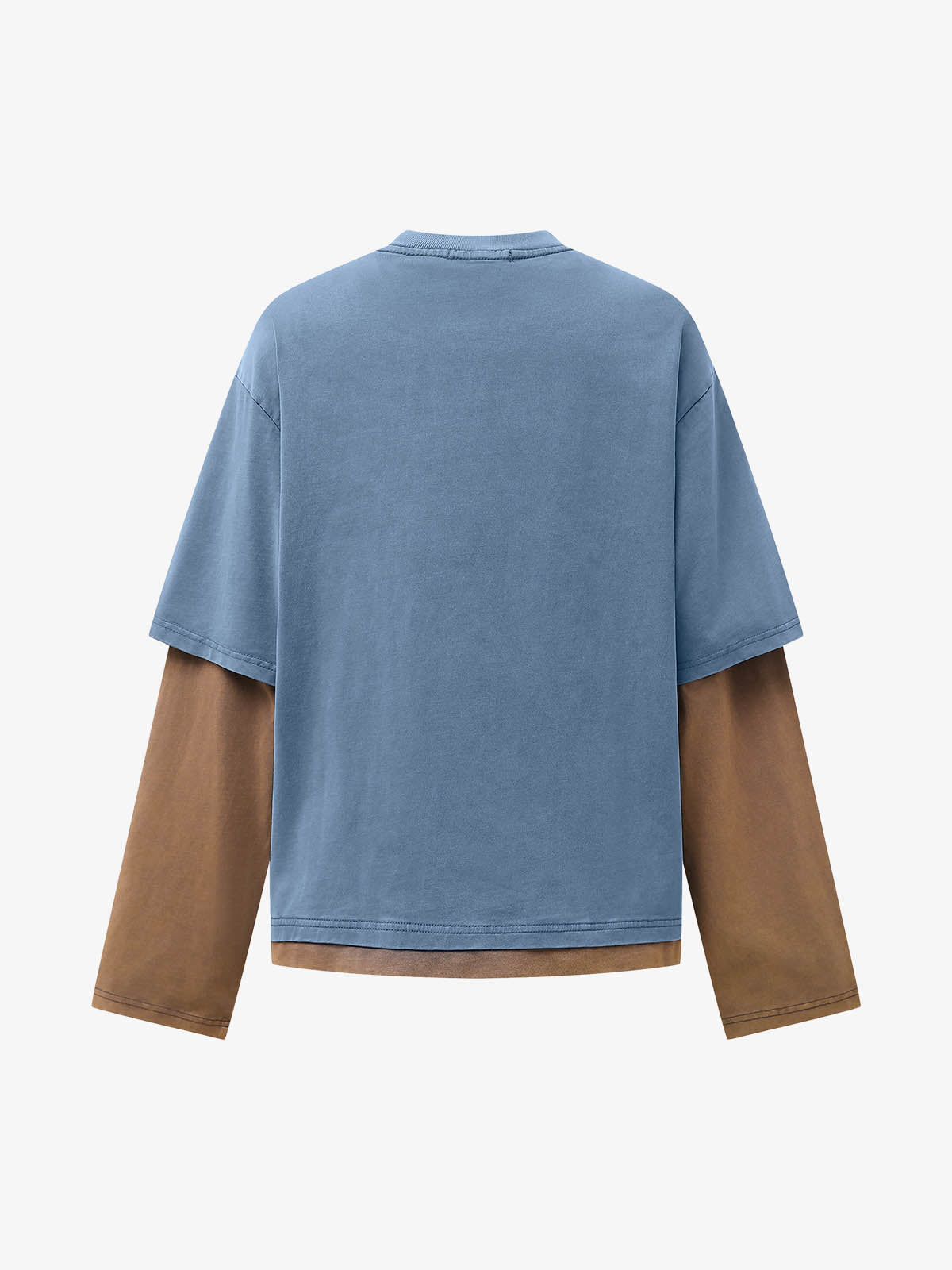 Street Color Matching Faux Two-Piece Printed T-Shirt