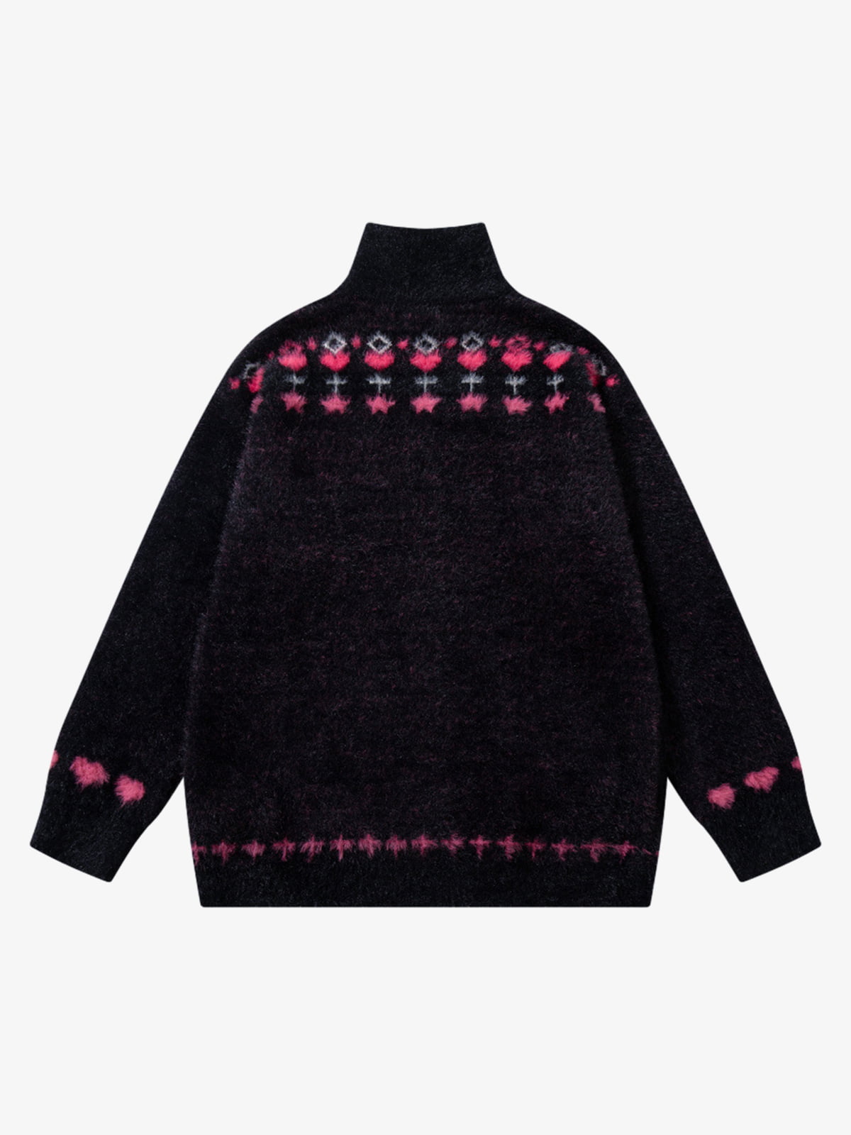Street Graffiti Heart Pattern Knitted Cardigan Sweater
