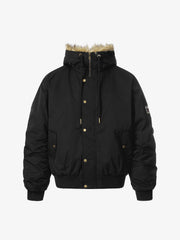 Retro Leopard Print Fur Collar Hooded Padded Jacket