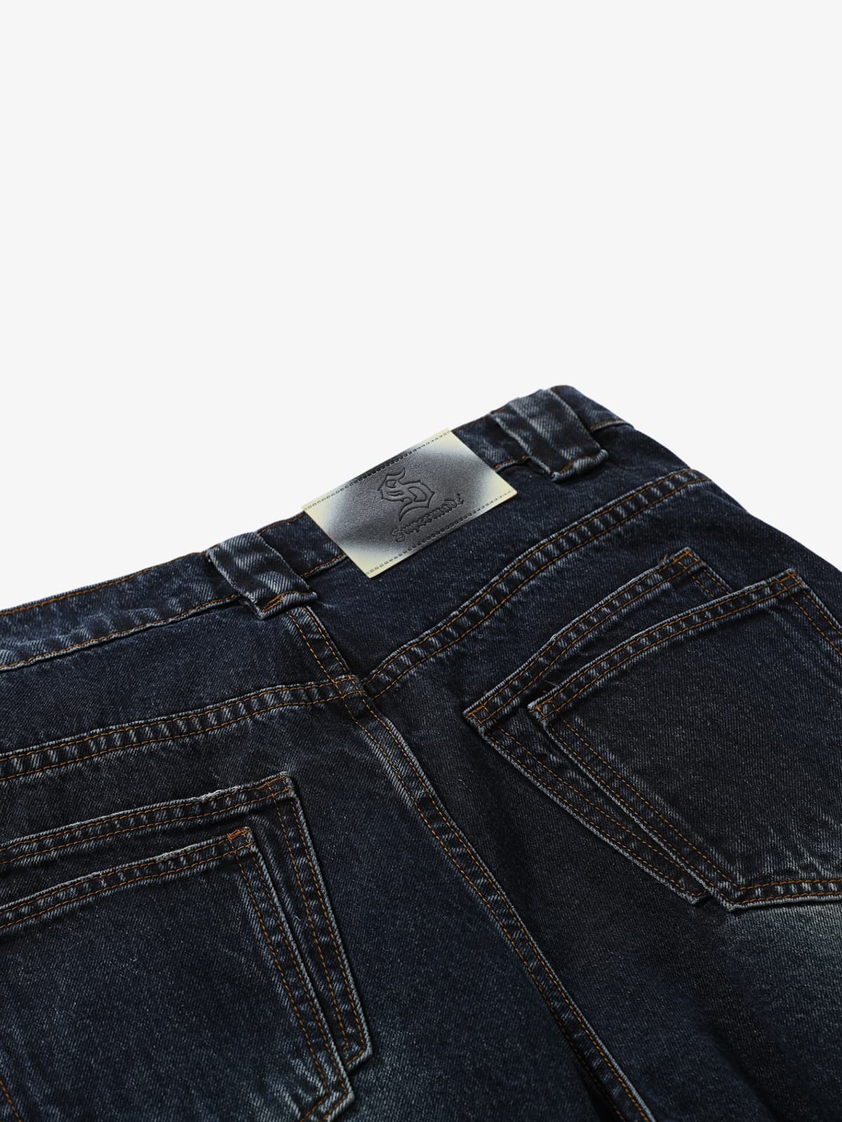 Vintage Washed Wide-Leg Double Seam Distressed Barrel Jeans