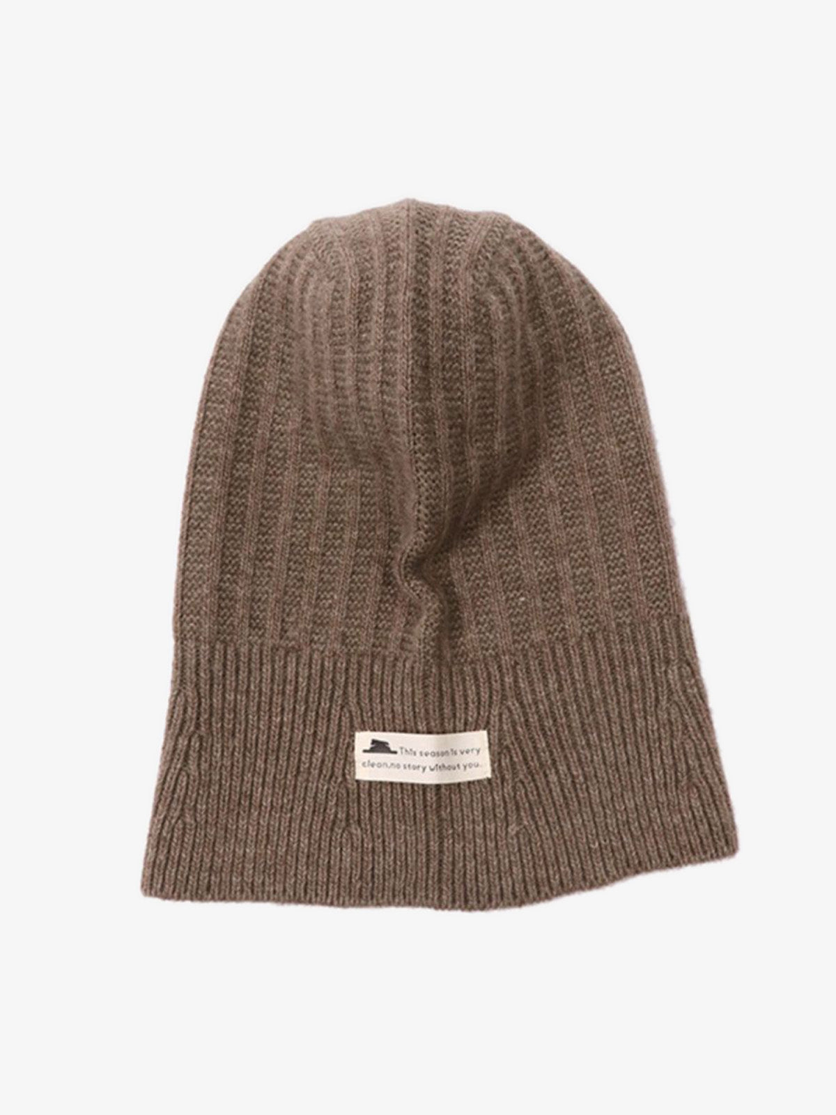 Vintage Ribbed Knit Balaclava Hood Hat