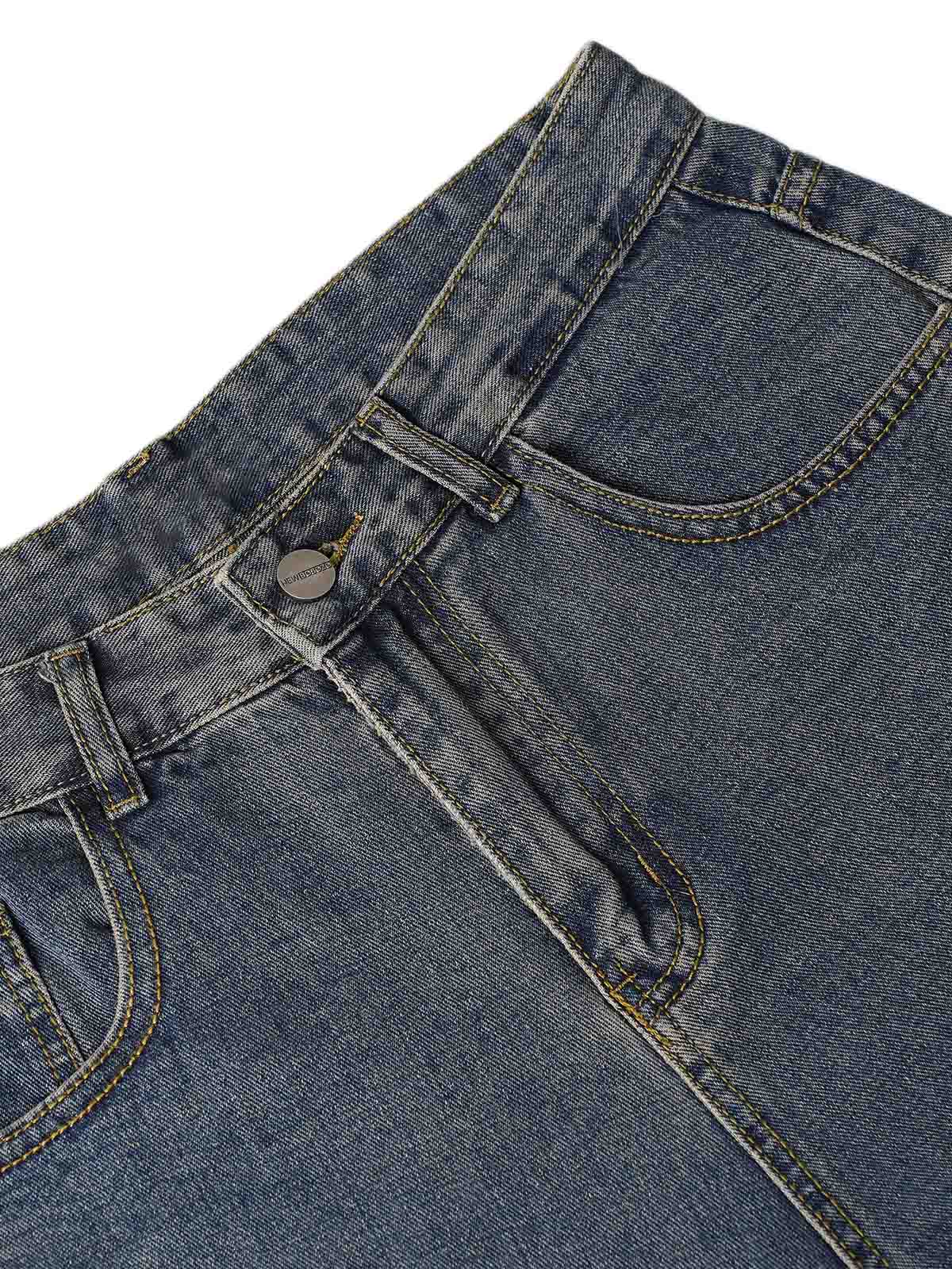 Washed Distressed Baggy Jeans