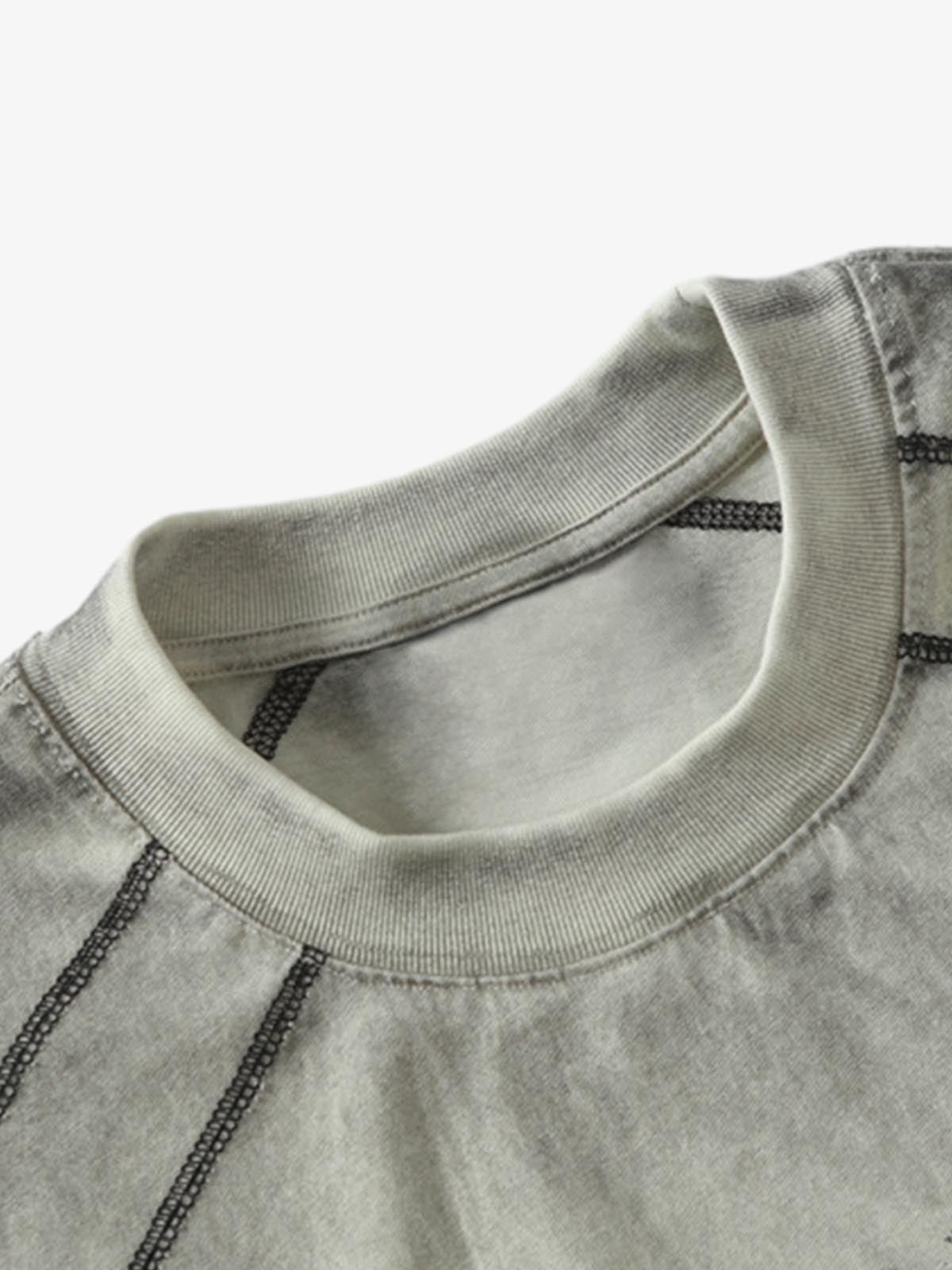 Distressed Digital Print Short-Sleeved T-Shirt