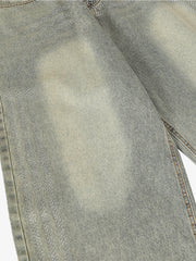 Retro Denim Rhinestone Striped Baggy Jeans