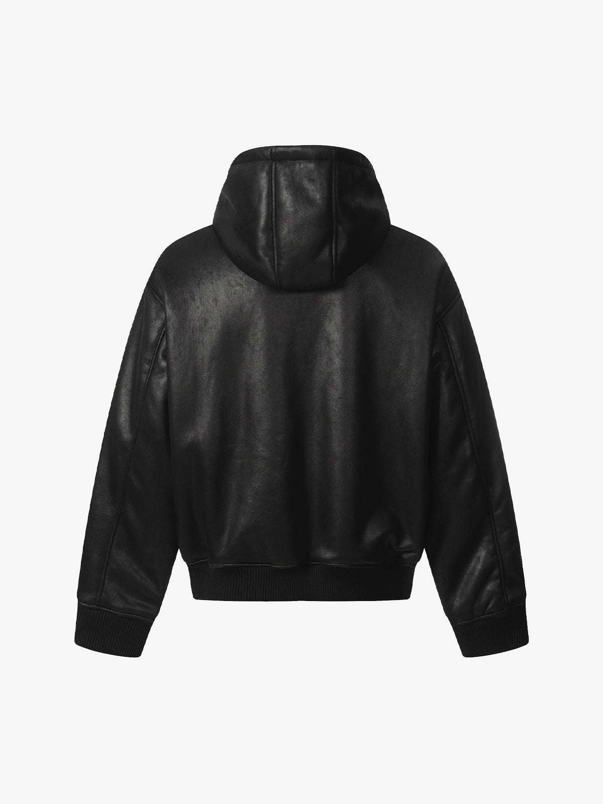 Vintage Leather Badge Fleece-lined Hooded Zip Bomber Jacket