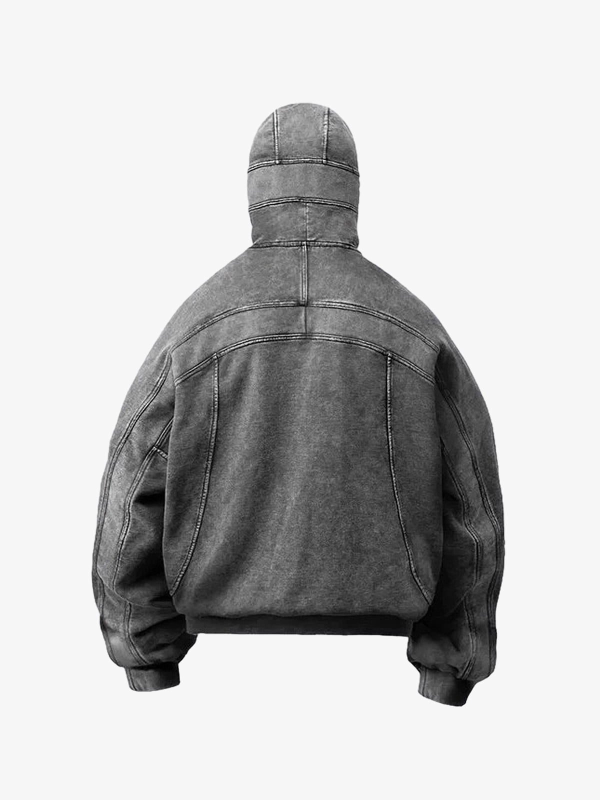 Fleece Retro Zipper Eye-Hood Design Hooded Sweatshirt