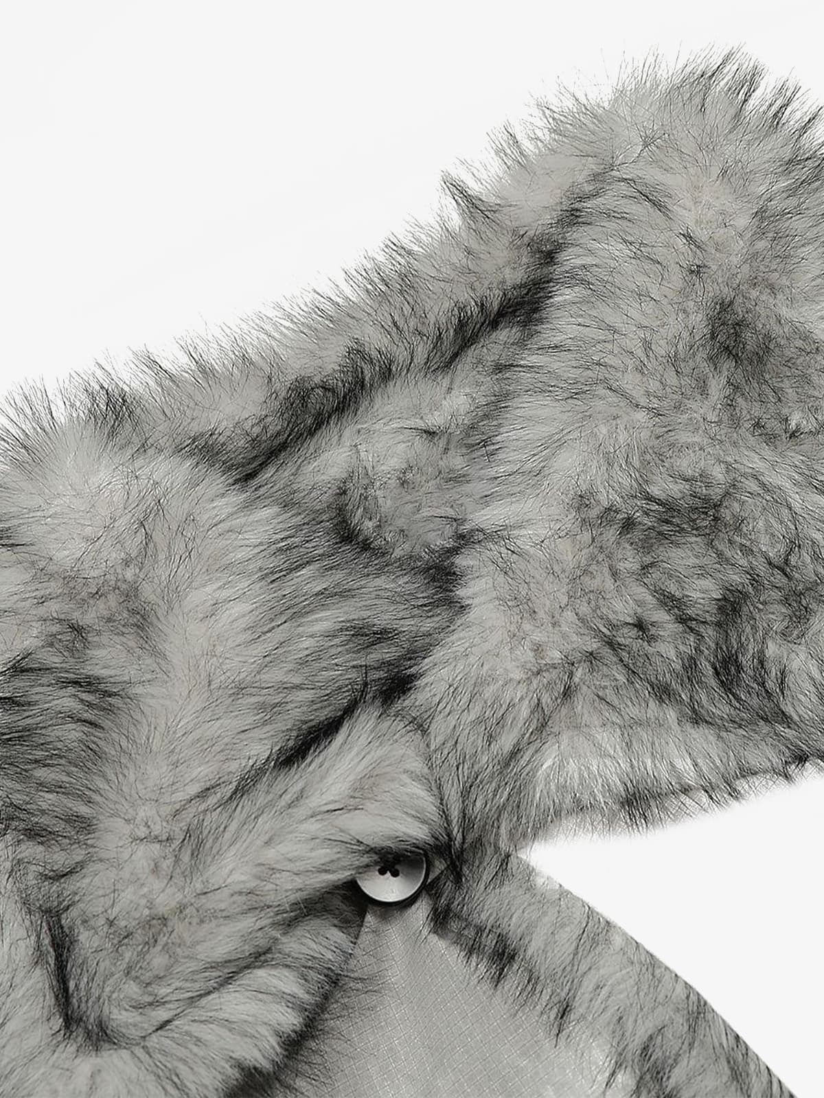 Vintage Dirty Dyed Washed Faux Fur Collar Padded Jacket
