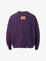 Vintage Knitted Distressed Raw Hem Half Zip Pullover Sweater