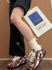 Leopard Print Racing Training Sneakers