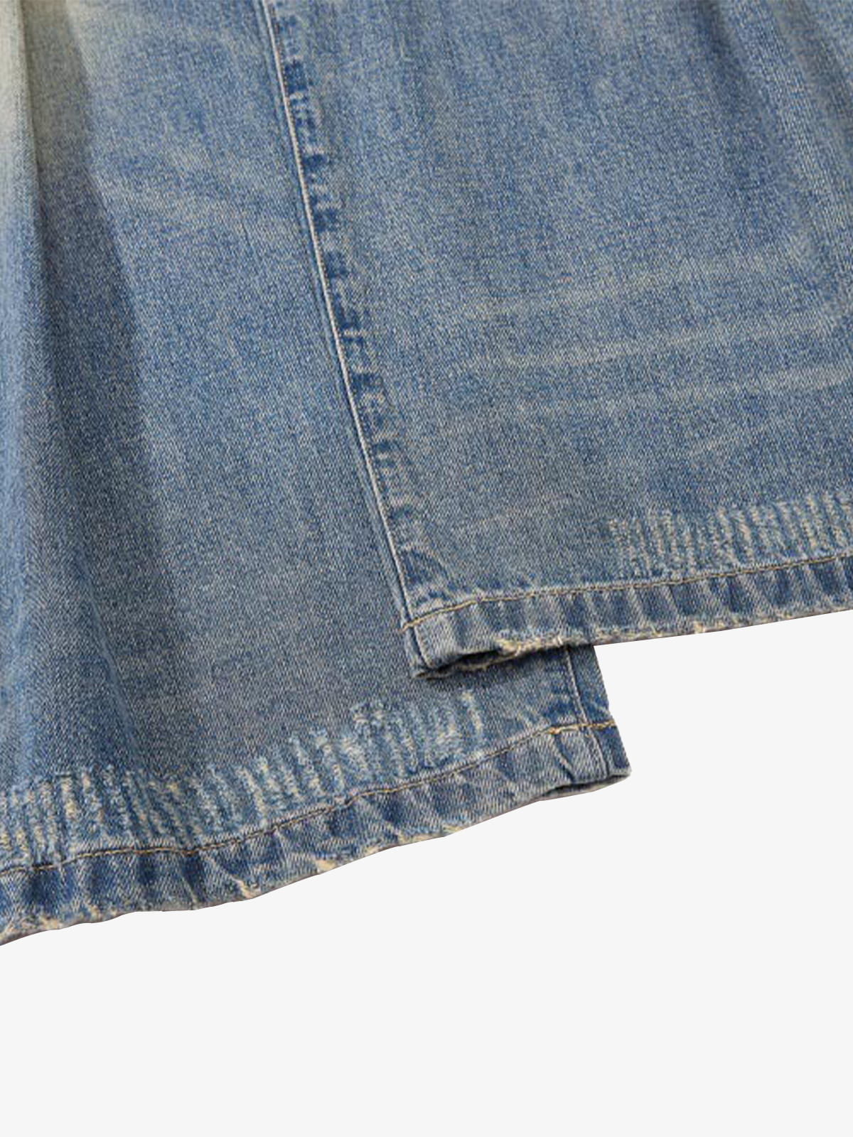Vintage Washed Pleated Wide-Leg Jeans