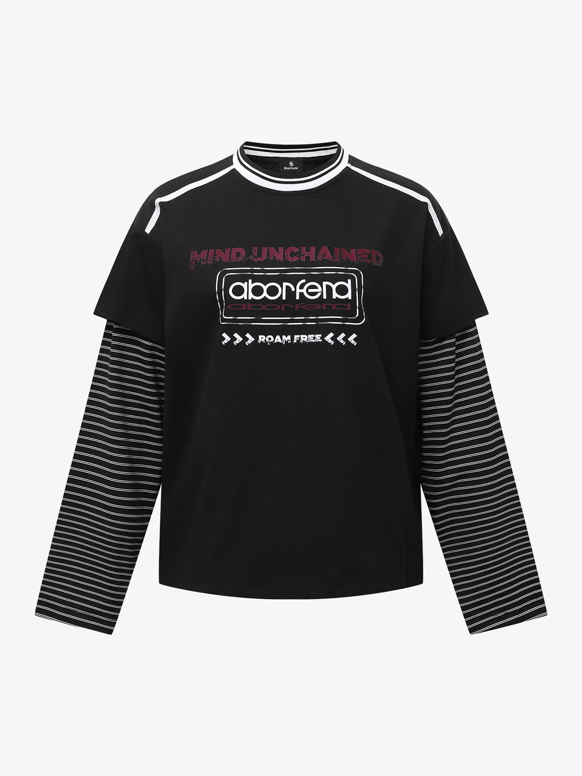 Hip-Hop Striped Fake Two-Piece Jersey Long-Sleeved T-Shirt