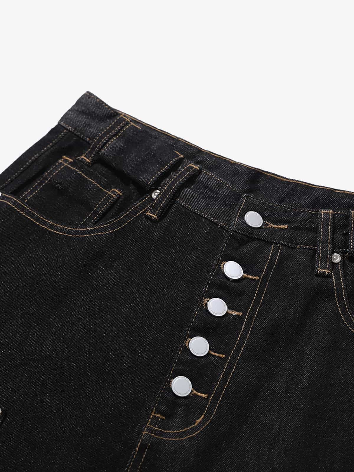 Vintage Button Fly Stitch Detail Baggy Jeans