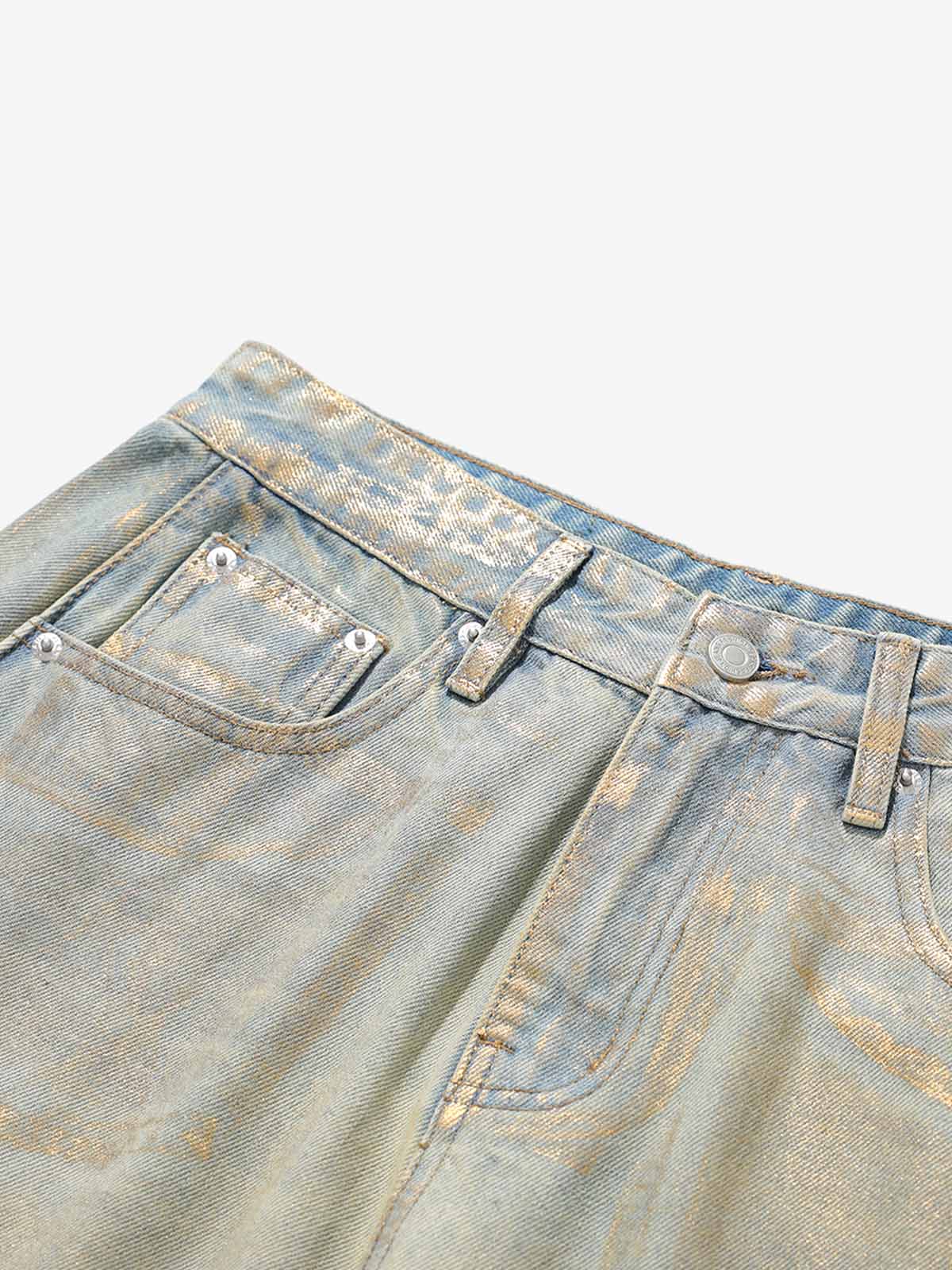 Painted Washed Old Machete Mopping Jeans