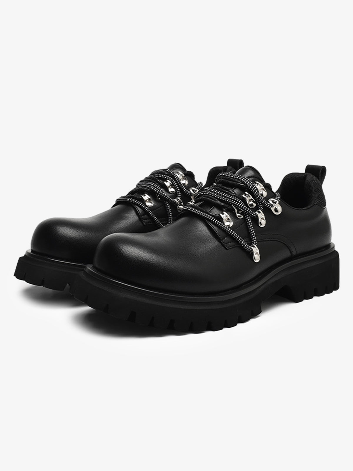Chunky Rivet Street Style Round Toe Leather Derby Shoes