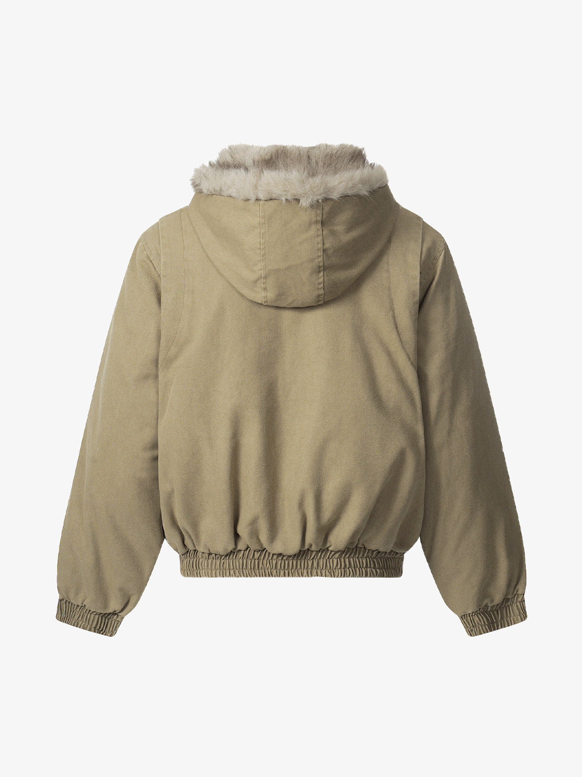 Street Outdoor Detachable Fur Collar Fleece Hooded Padded Jacket