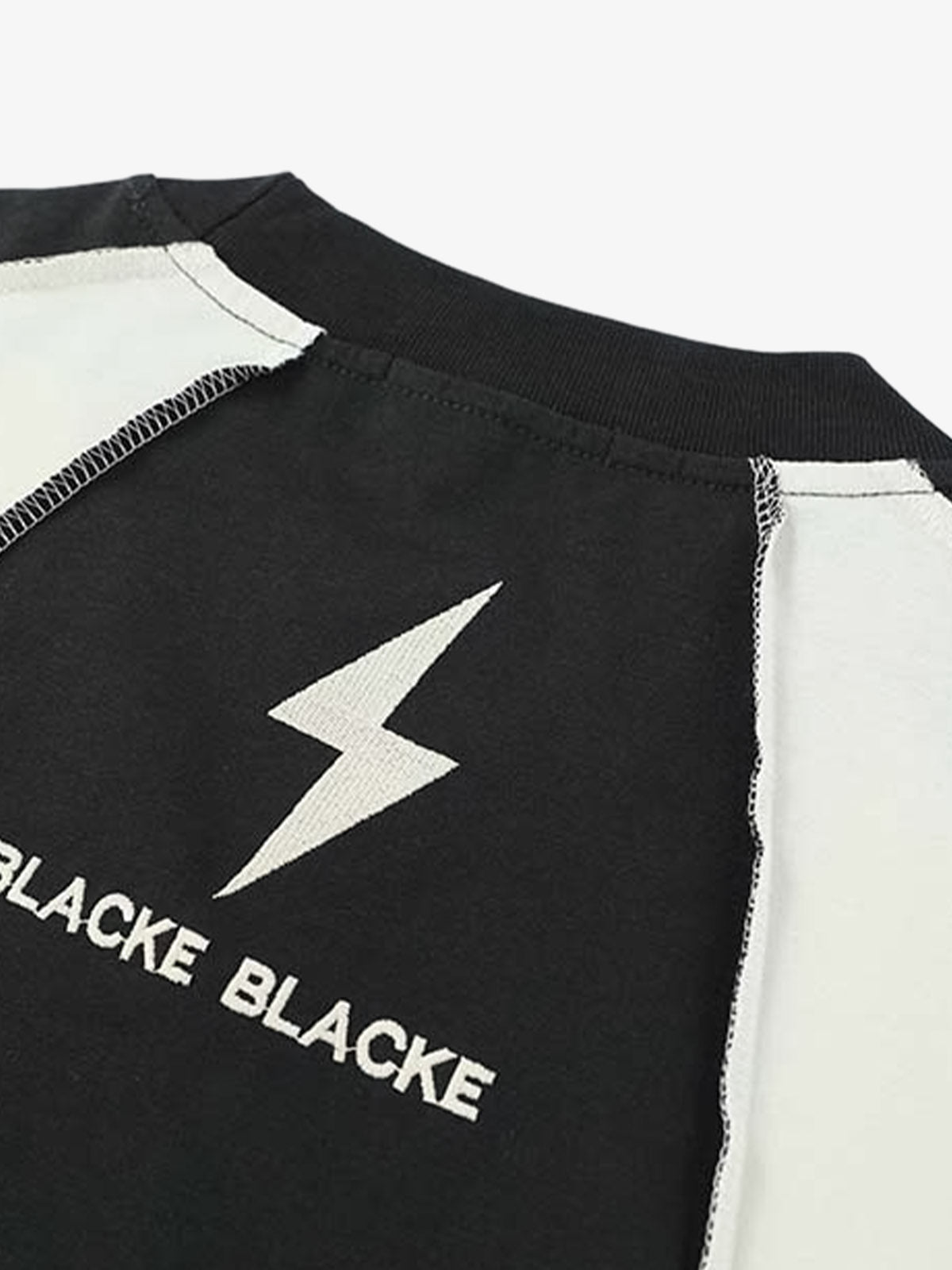 Lightning Letter Print Contrast Color Stitching Long-Sleeve T-Shirt