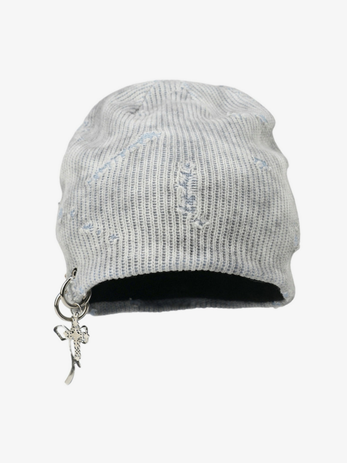 Retro Wasteland Style Distressed Knit Hanging Charm Beanie