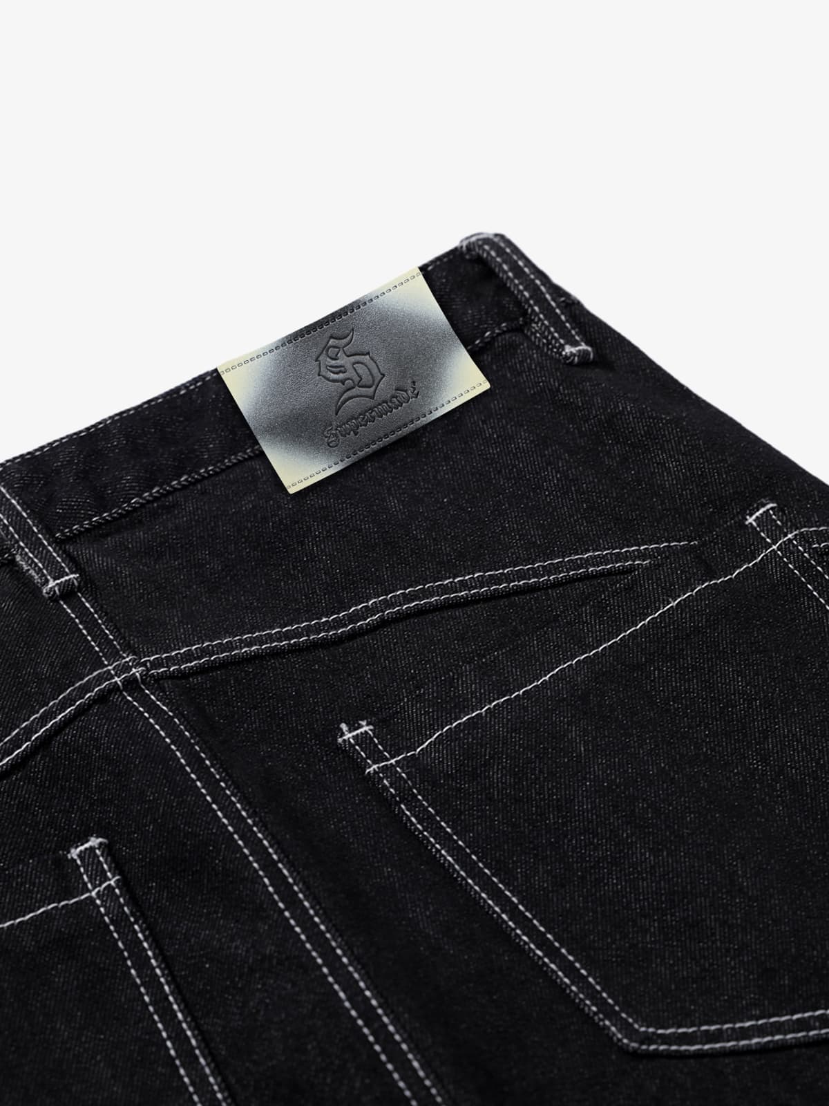 Vintage Contrast Stitch Button-Up Scimitar Jeans