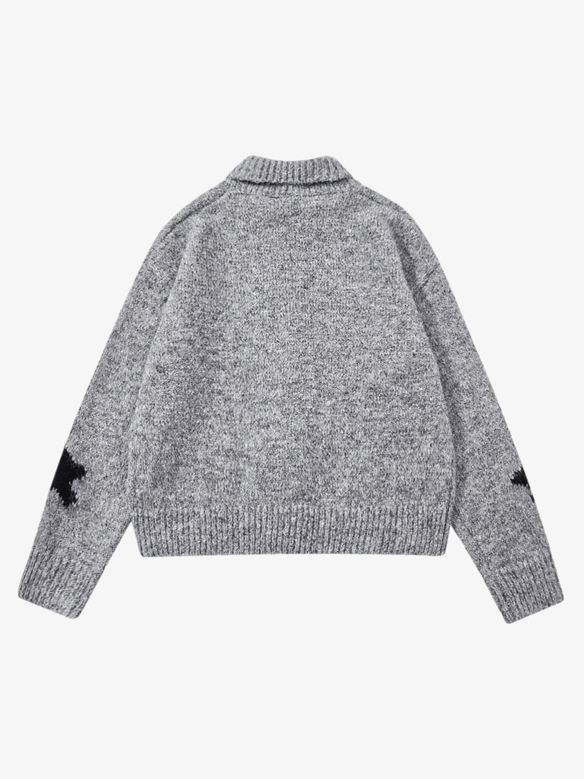 Casual Star Jacquard Double-Zip Cardigan Sweater