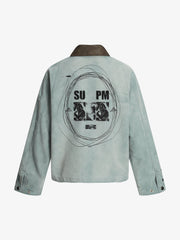 Vintage Washed Distressed Barn Work Jacket