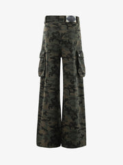 Retro Camouflage Pocket Design Workwear Casual Pants