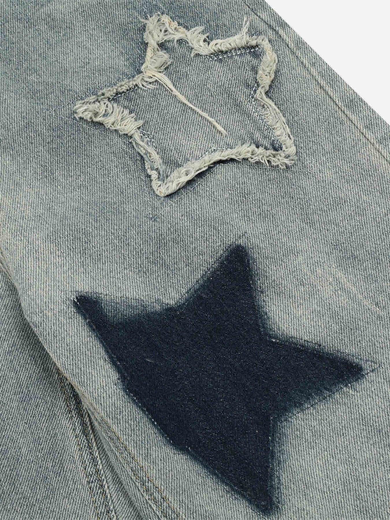 Airbrushed Pentagram Applique Jeans