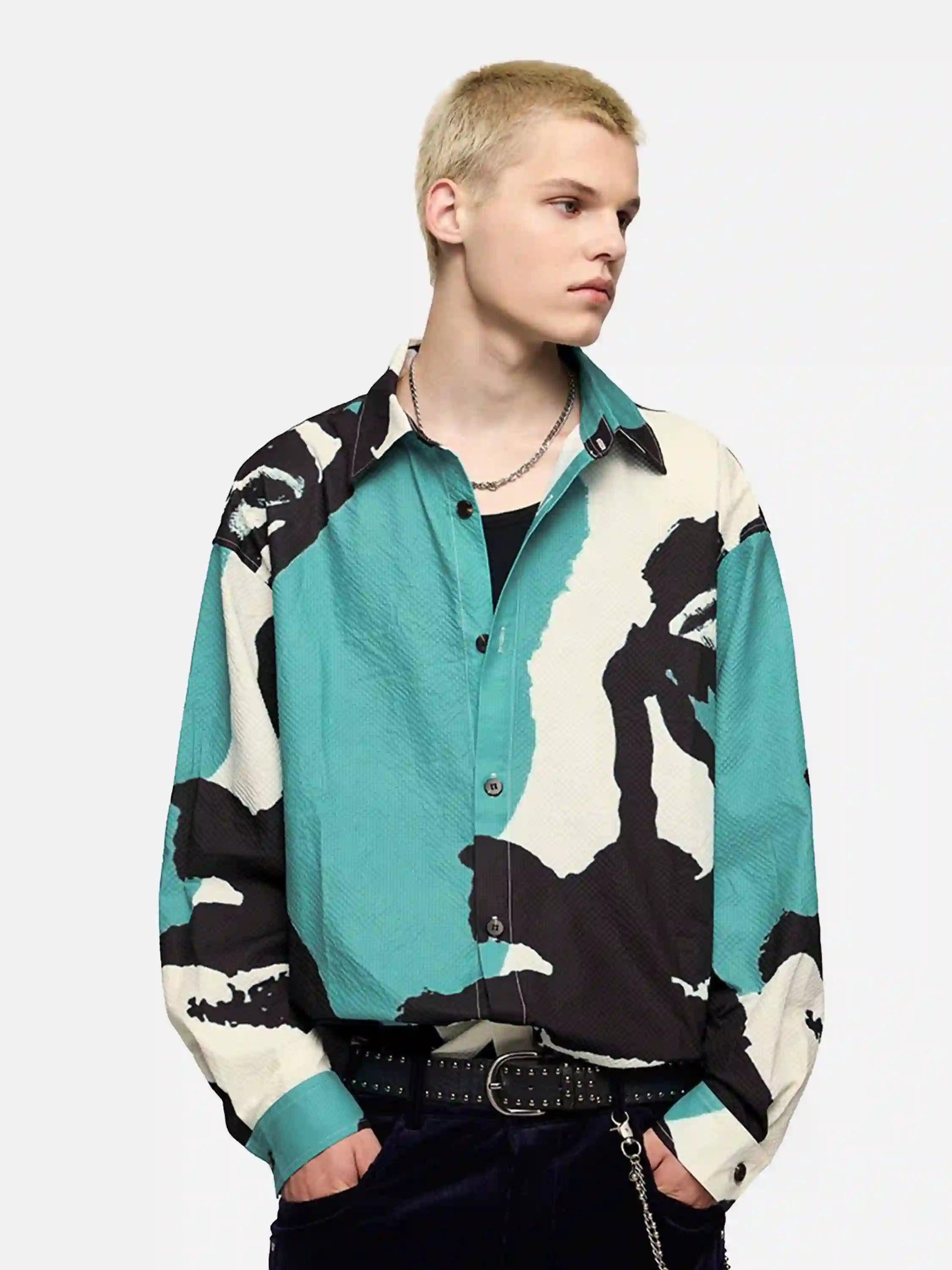 American Graffiti Abstract Portrait Seersucker Shirt