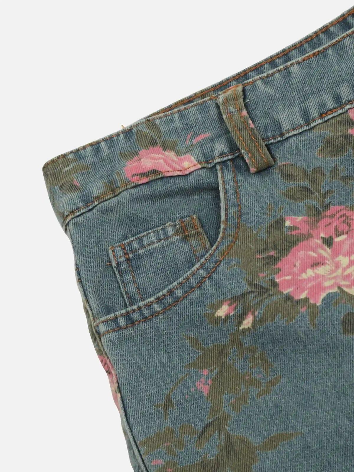 American Hip-Hop Vintage Rose Jeans