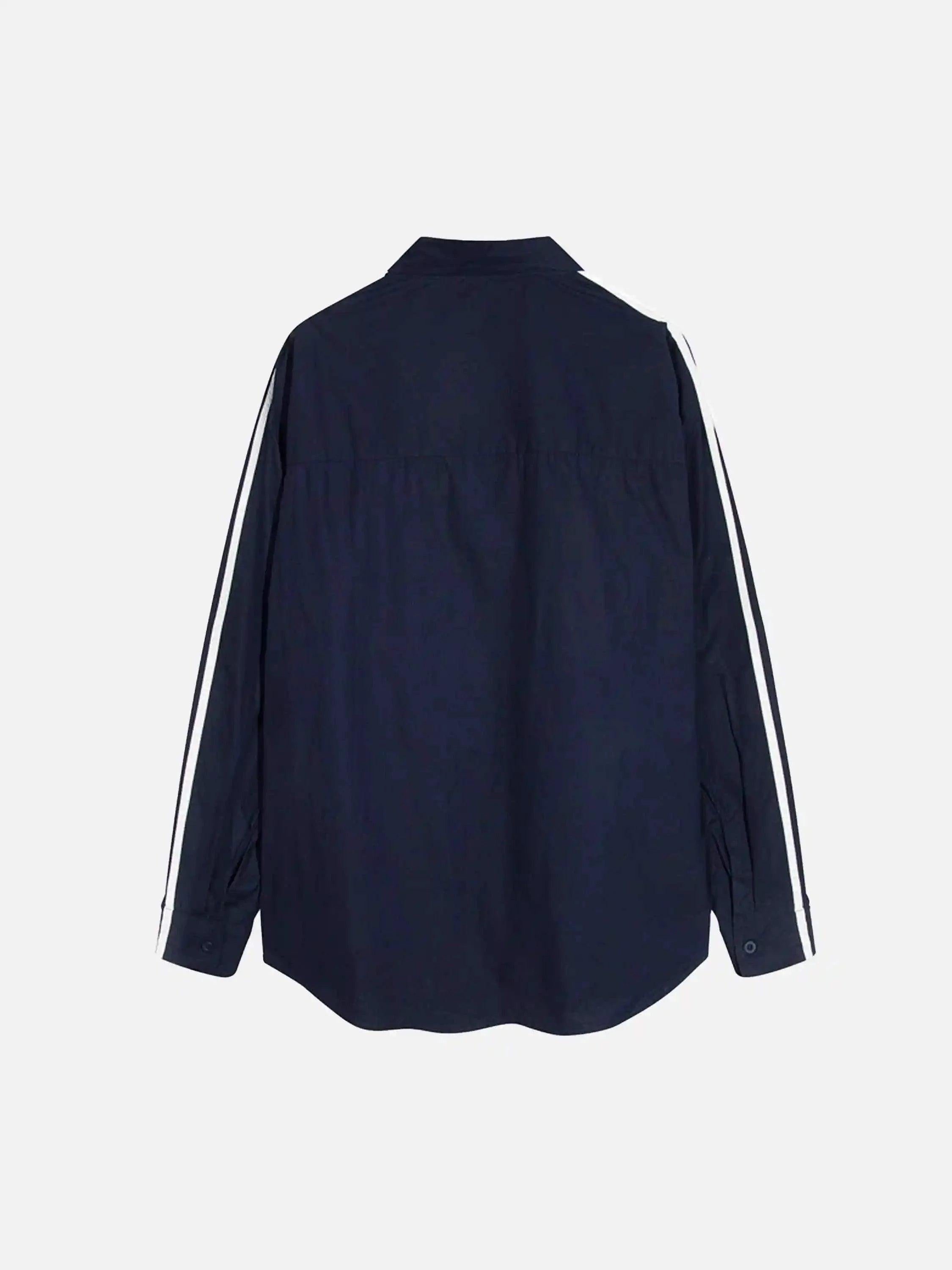 American Retro College Style Lapel Long-Sleeved Shirt