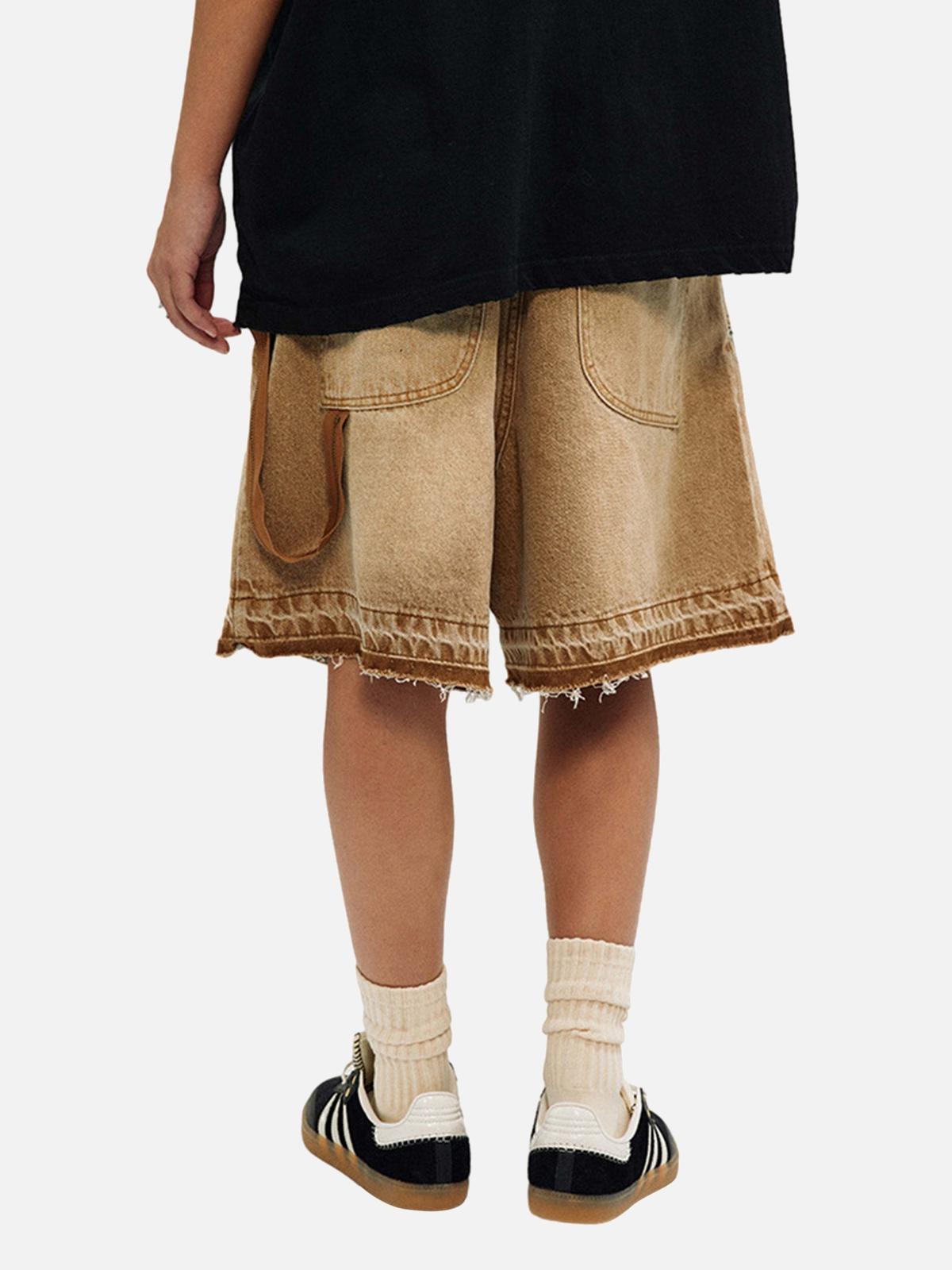 American Retro Distressed Washed Denim Shorts