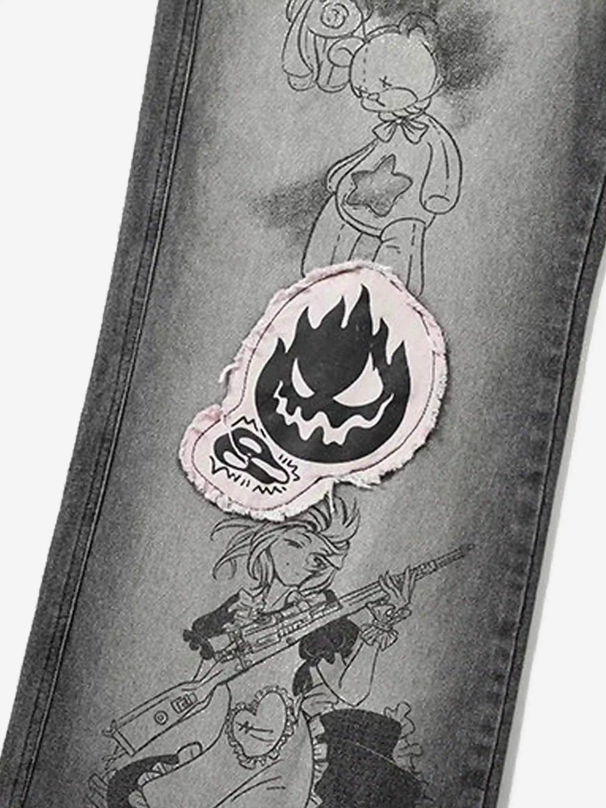 American Retro Embroidered Dopamine Jeans