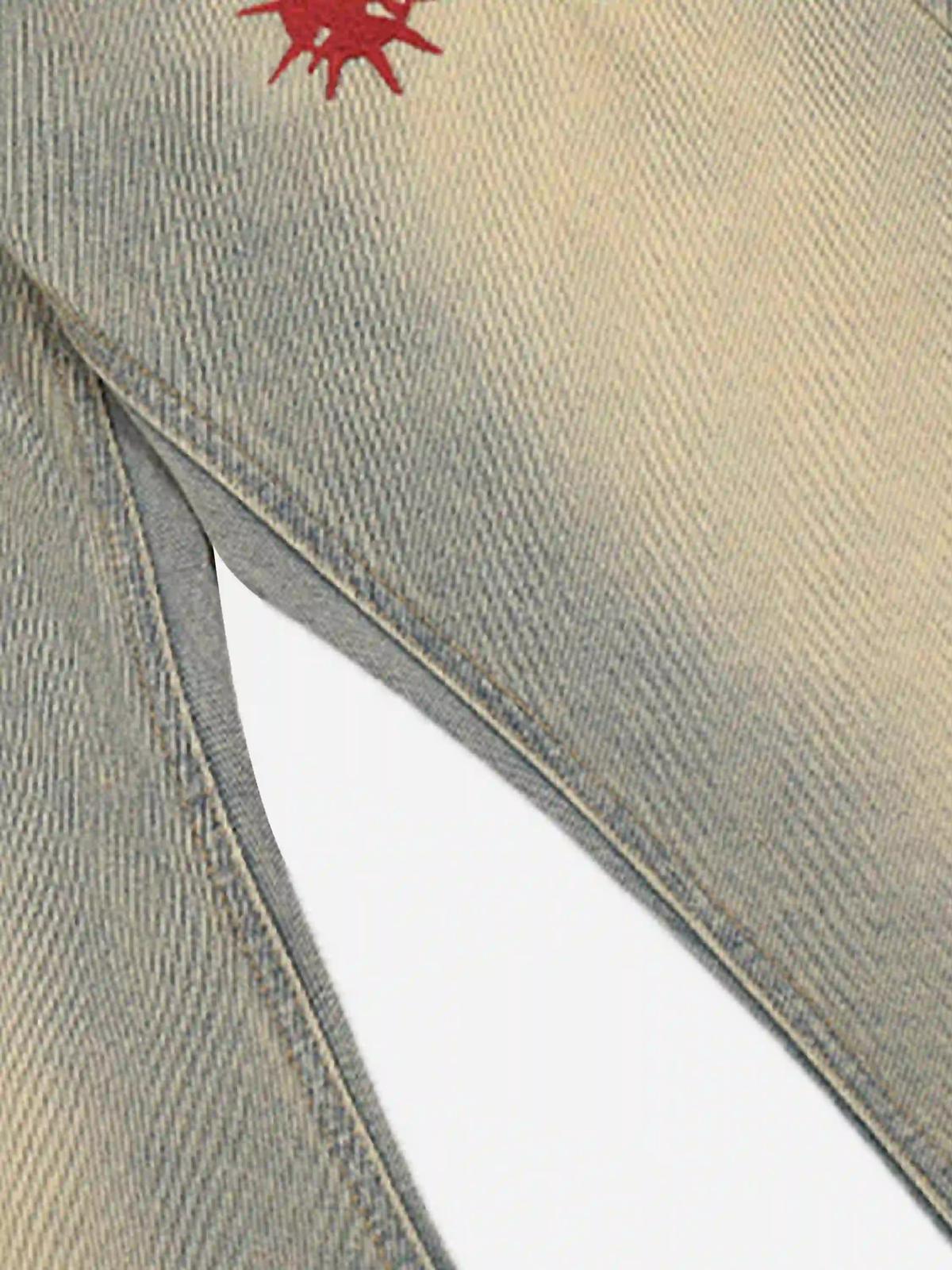 American Retro Hip-Hop Chain Embroidery Jeans