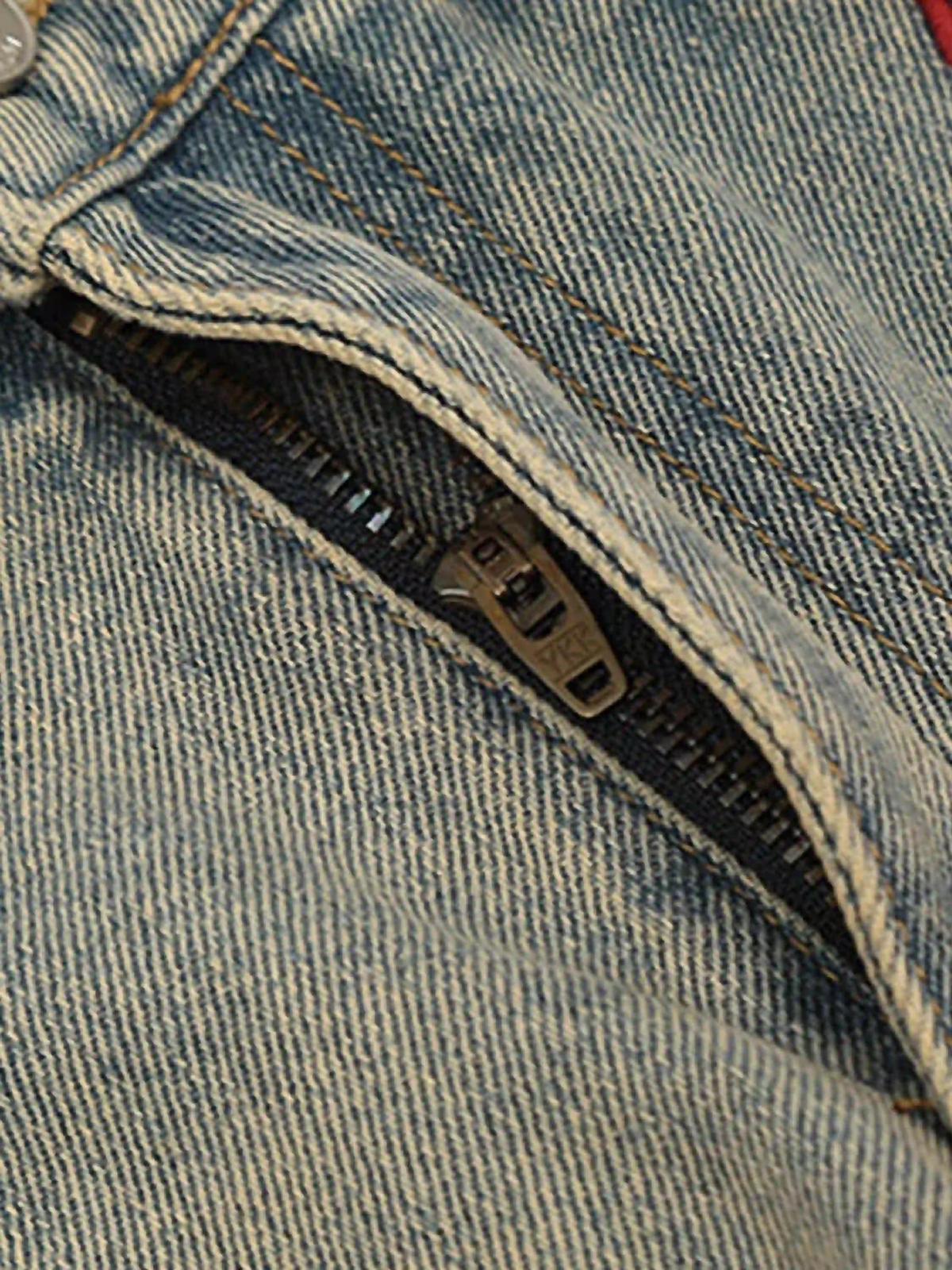 American Retro Hip-Hop Chain Embroidery Jeans