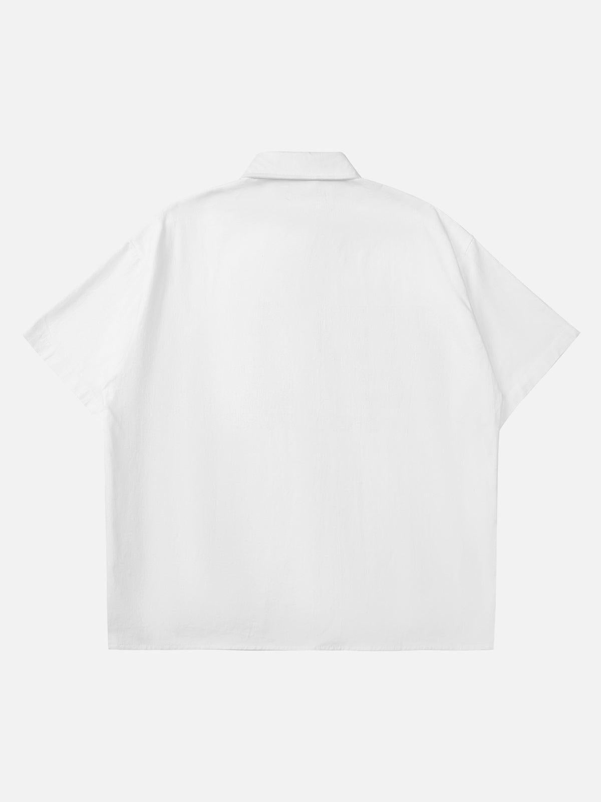 American Retro Letter Embroidered Shirt