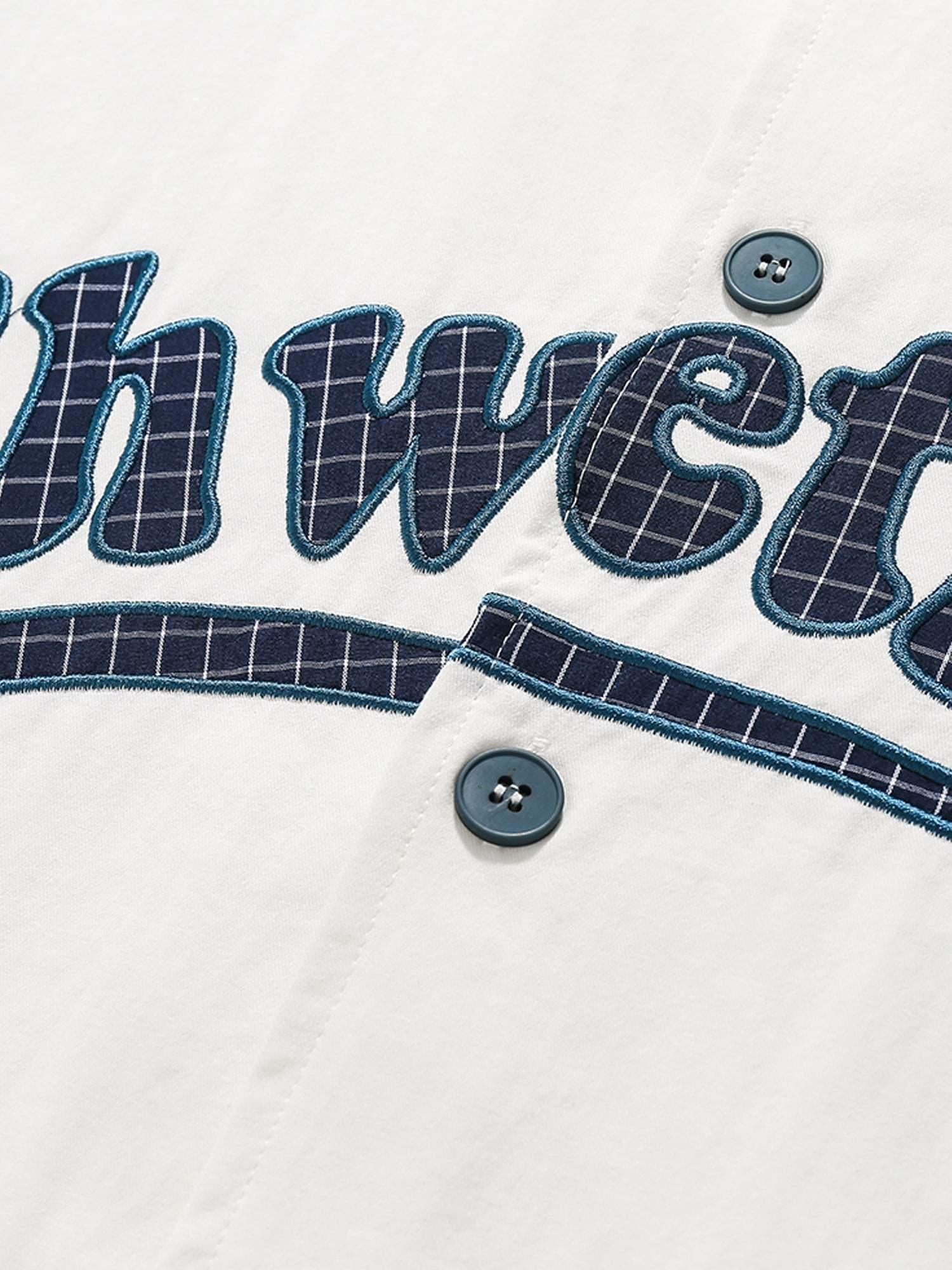 American Retro Letter Patch Short-Sleeved Shirt