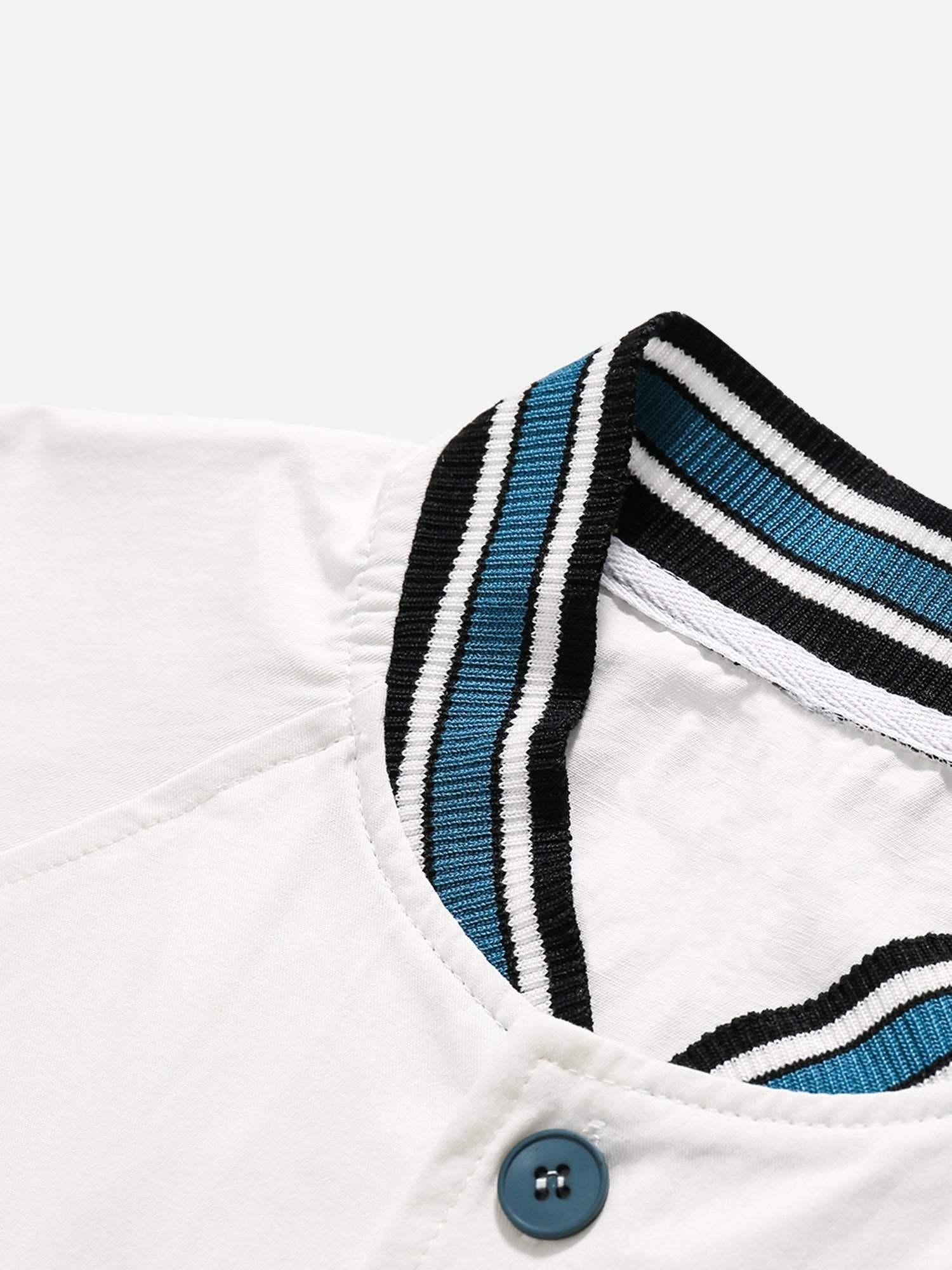 American Retro Letter Patch Short-Sleeved Shirt