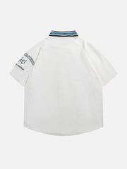American Retro Letter Patch Short-Sleeved Shirt