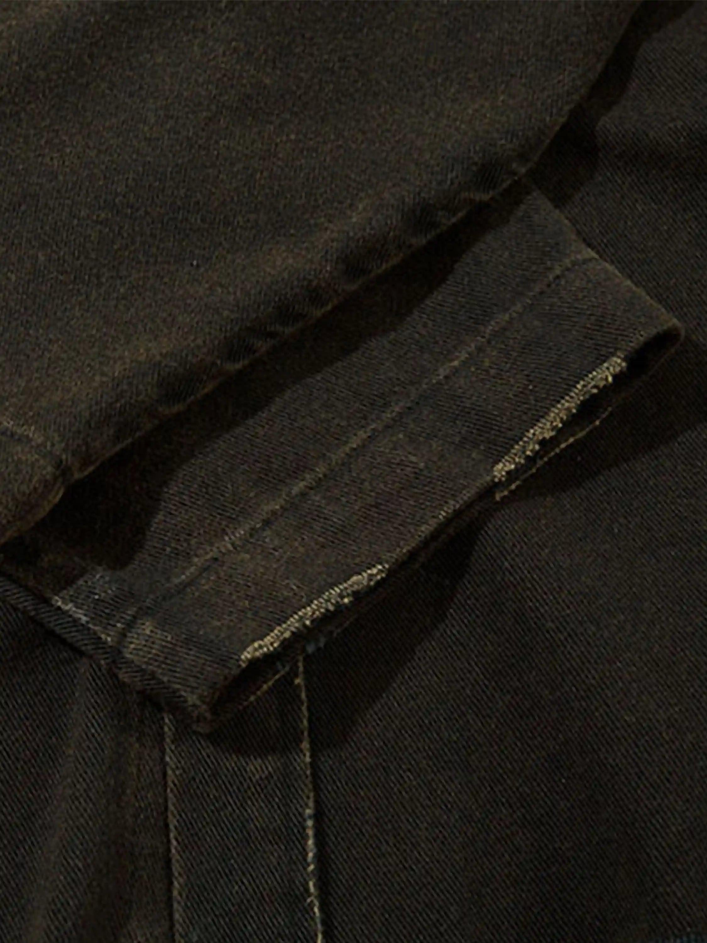 American Retro Raw Edge Cross Long Sleeve Shirt